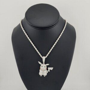 Sparkling Charm: 925 Sterling Silver Pikachu Necklace for Pokemon Lovers